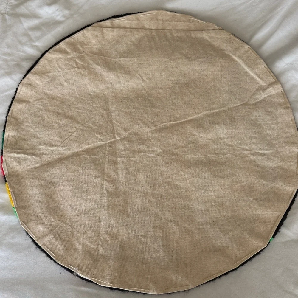Venezuelan Handmade Colorful Round Hooked Rug Wall Tapestry Fiber Art
